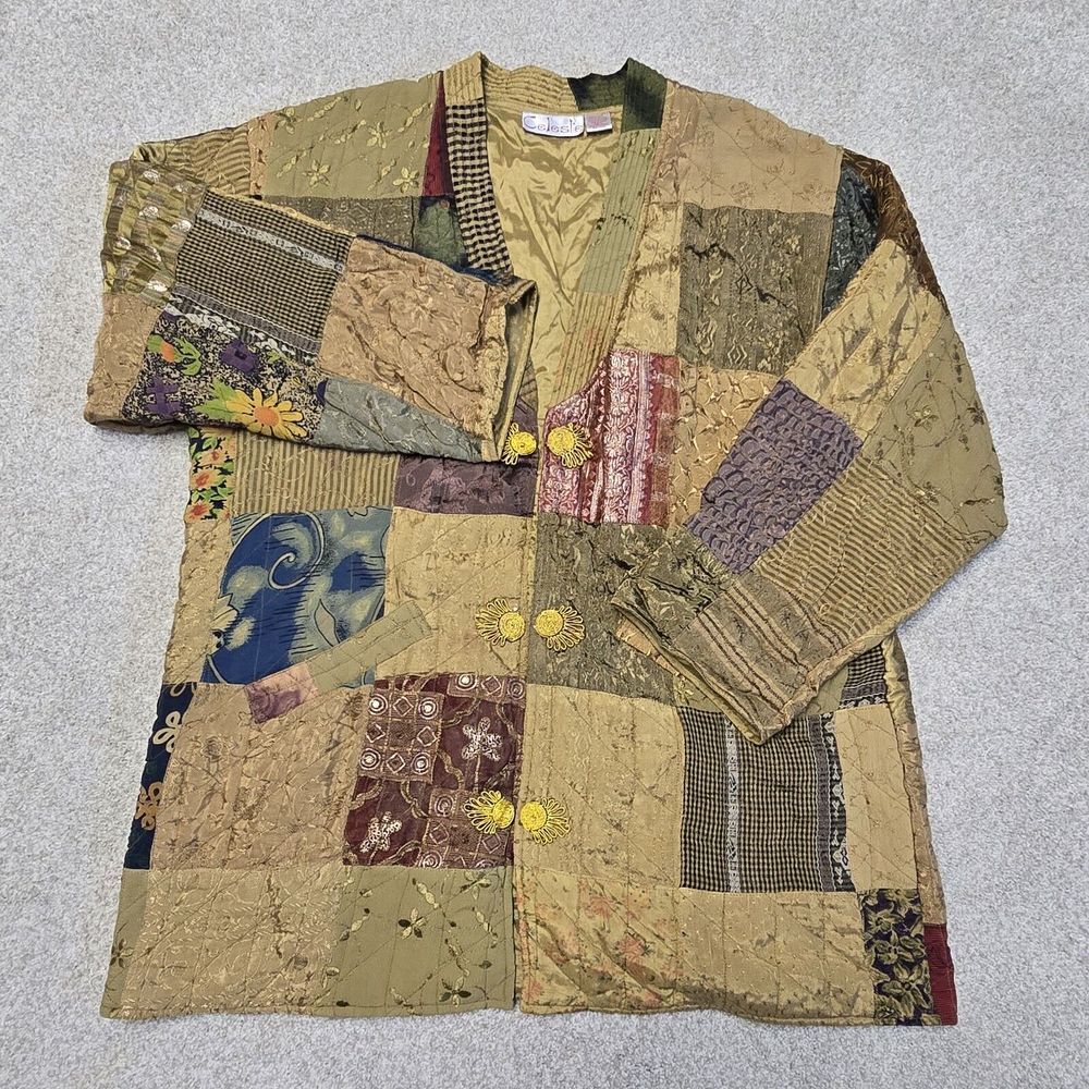 Celeste Patchwork Artsy Bohemian Floral Blazer Sz M/L